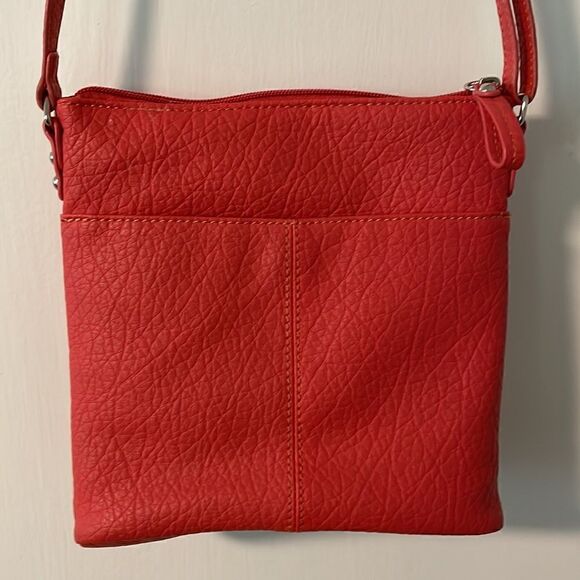 LC vegan orange crossbody bag with gold tone accents - Picture 8 of 15